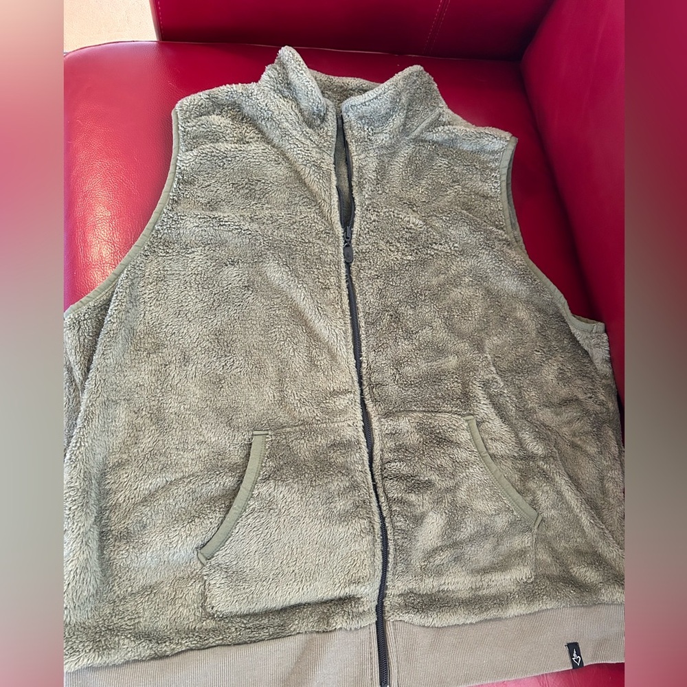 Torrid Happy Camper Fleece Vest in olive green